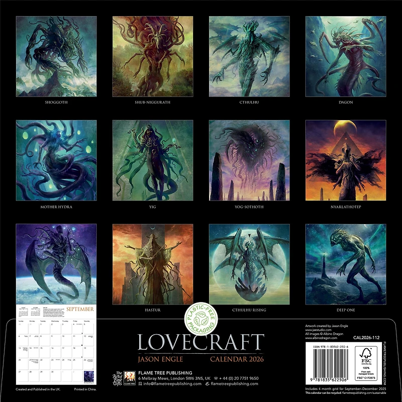Lovecraft: Illustrated By Jason Engle 2026 Wall Calendar - Online Only