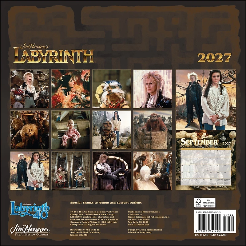 Jim Henson’s Labyrinth 2027 Wall Calendar