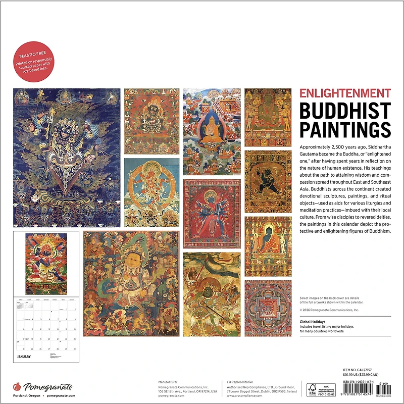 Enlightenment Buddhist Paintings 2027 Wall Calendar - Online Only