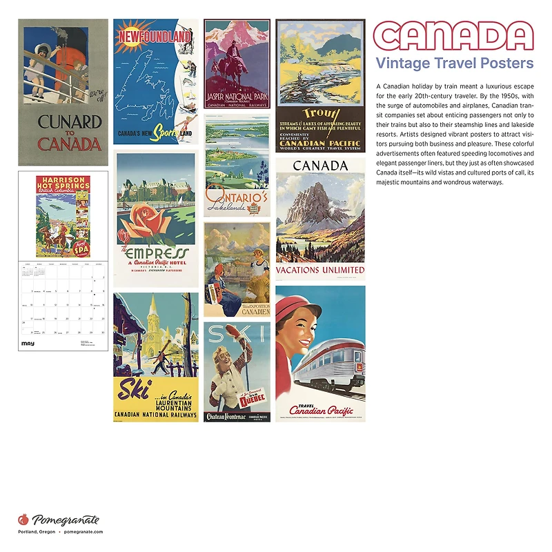 Canadian Travel Posters 2026 Wall Calendar