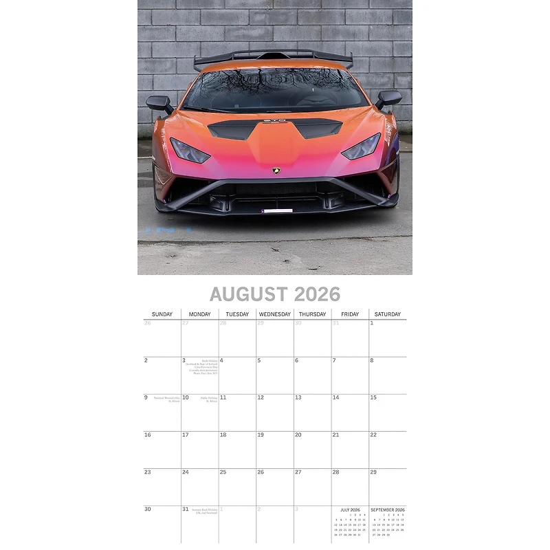 Lamborghini 2026 Wall Calendar