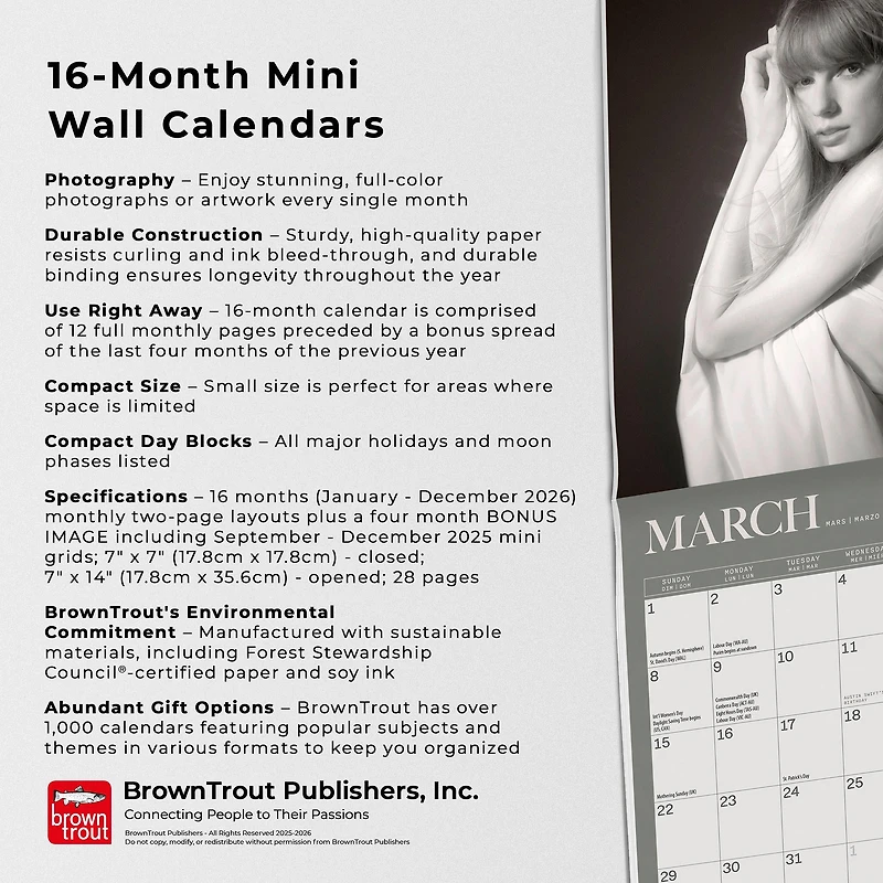 Taylor Swift 2026 Mini Calendar