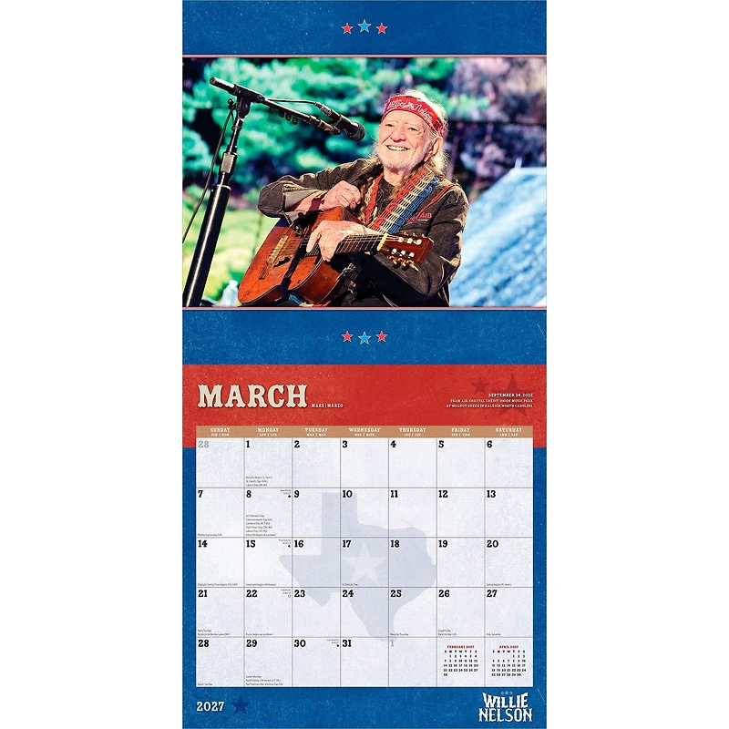 Willie Nelson 2027 Wall Calendar - Online Only