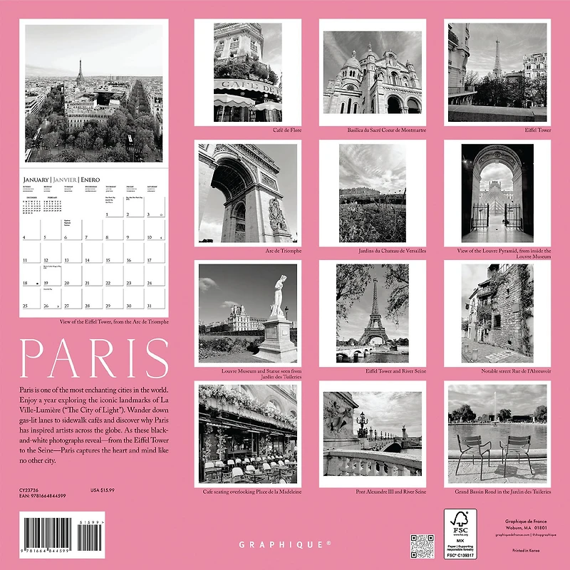 Paris 2026 Wall Calendar - Online Only