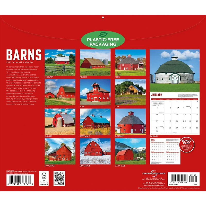Barns 2027 Wall Calendar