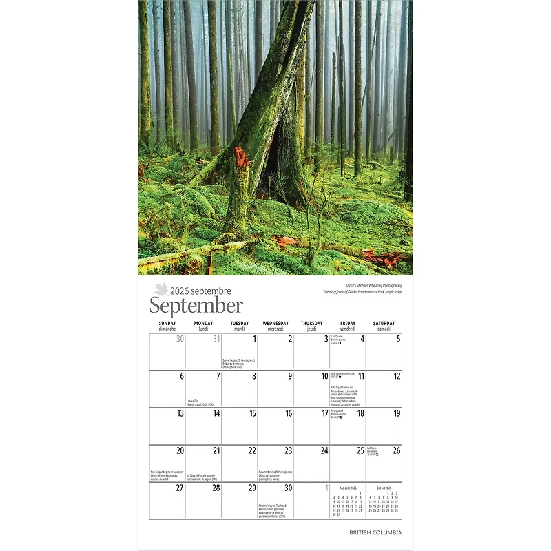British Columbia 2026 Mini Calendar
