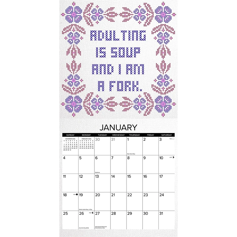 Bitchin Cross Stitchin 2026 Wall Calendar