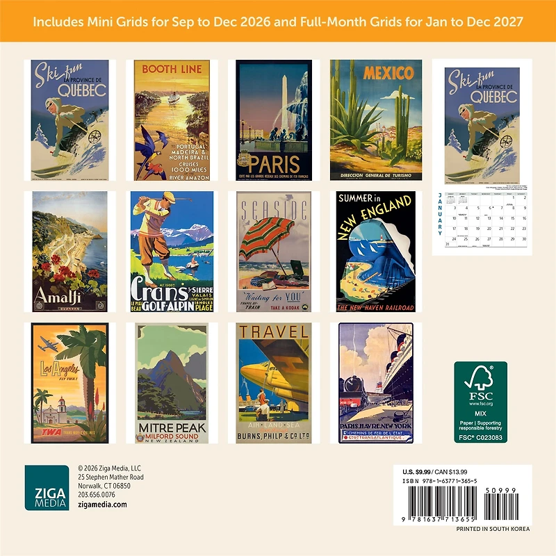 Travel the World 2027 Mini Calendar