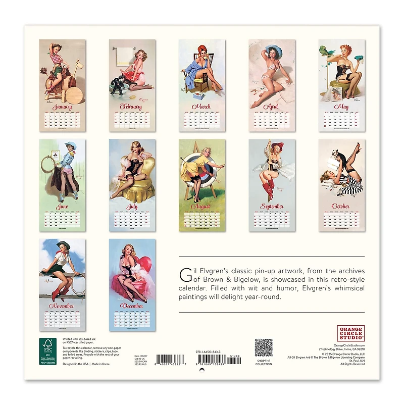 Elvgren Pin Up Girls 2026 Wall Calendar