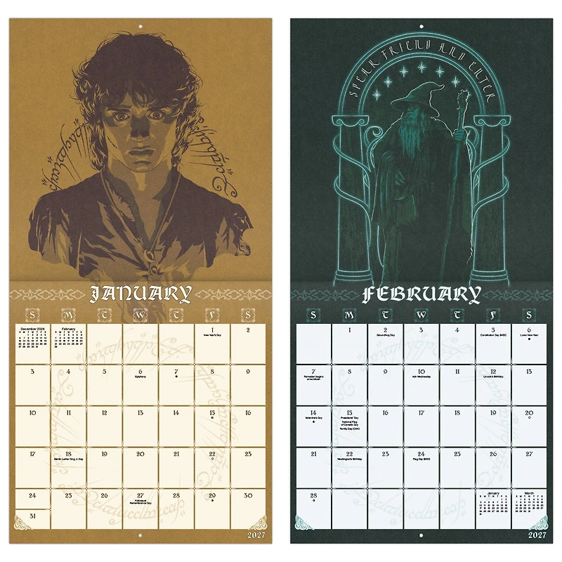 The Lord of the Rings 2027 Wall Calendar