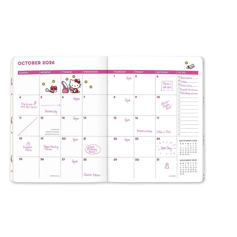Hello Kitty Playful Pink Just Right 2025-2026 Monthly Planner Calendar - Online Only