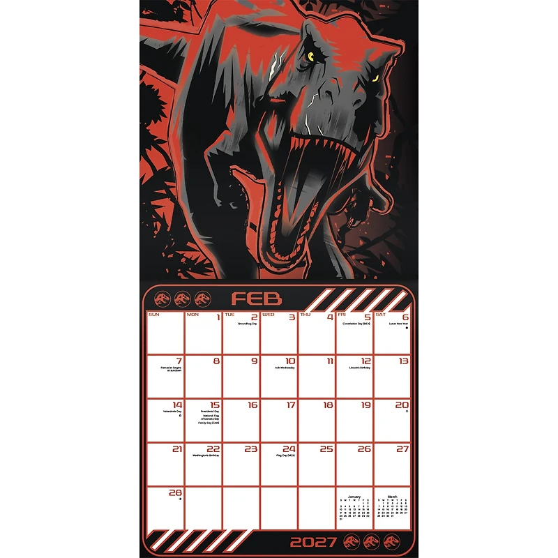 Jurassic World 2027 Wall Calendar