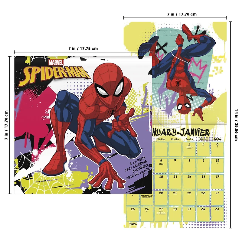 Spider Man Bilingual 2026 Mini Calendar