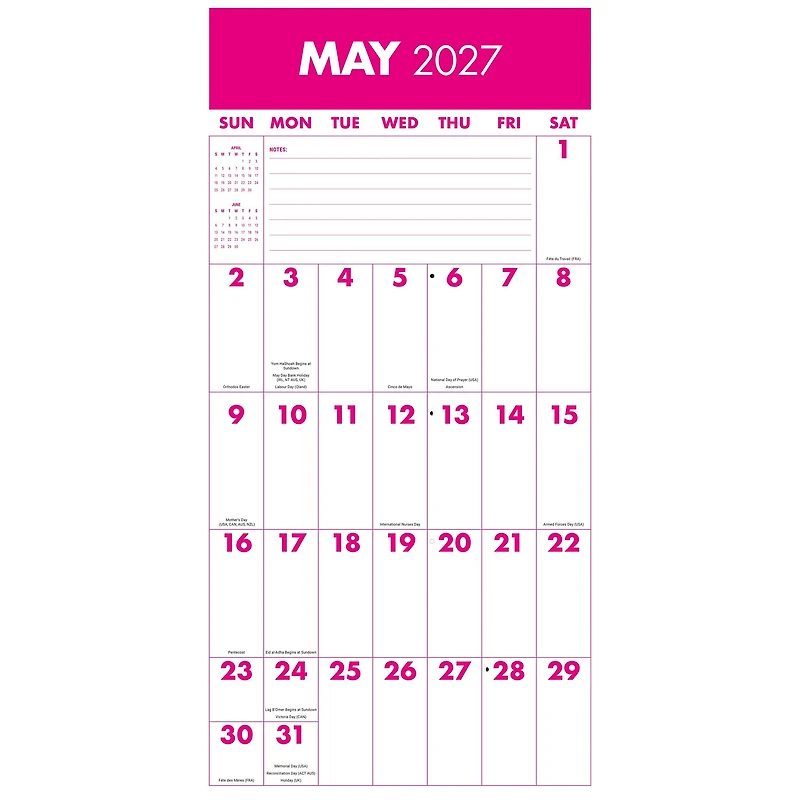Mega Grid 2027 Wall Calendar