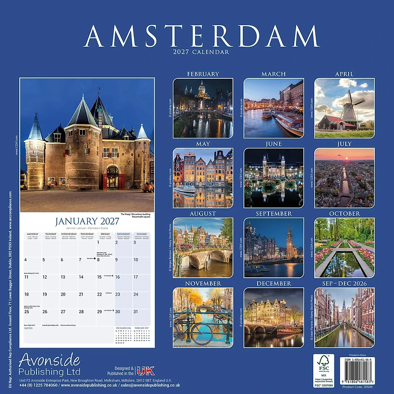 Amsterdam 2027 Wall Calendar