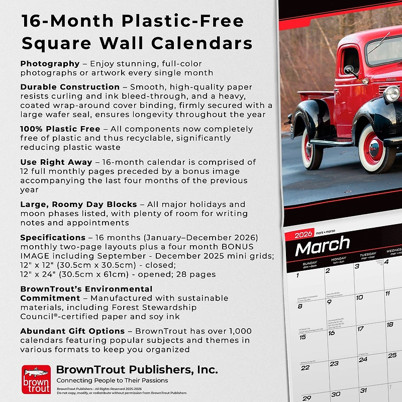 Classic Dodge Pickups 2026 Wall Calendar - Online Only