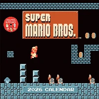 Super Mario Bros. 8-Bit Retro With Die-Cut Notecards 2026 Wall Calendar