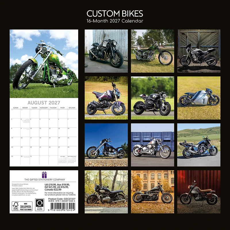 Custom Bikes 2027 Wall Calendar