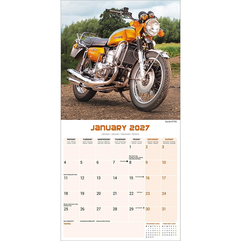 70s Superbikes 2027 Wall Calendar - Online Only