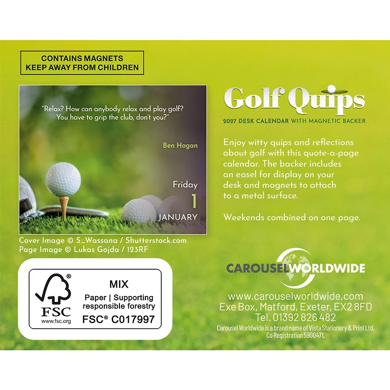 Golf Quips 2027 Small Box Calendar