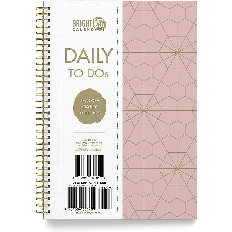 Rose Gold To Do List Undated Engagement Calendar - Online Only