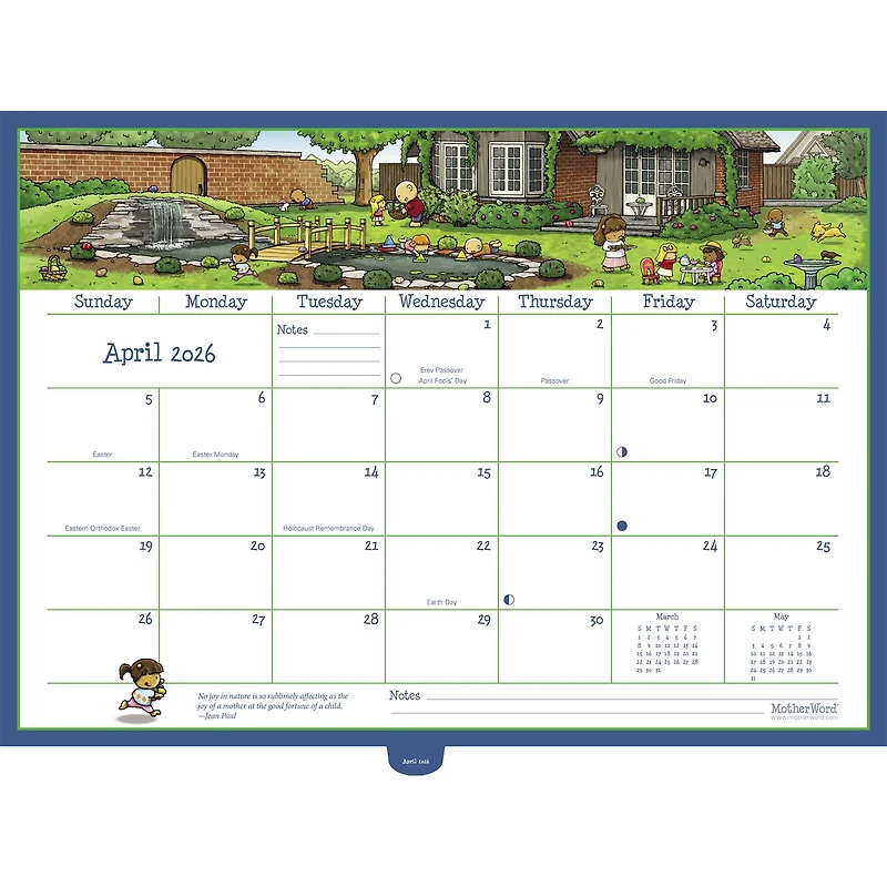 Motherword Deluxe English 2025-2026 Wall Calendar