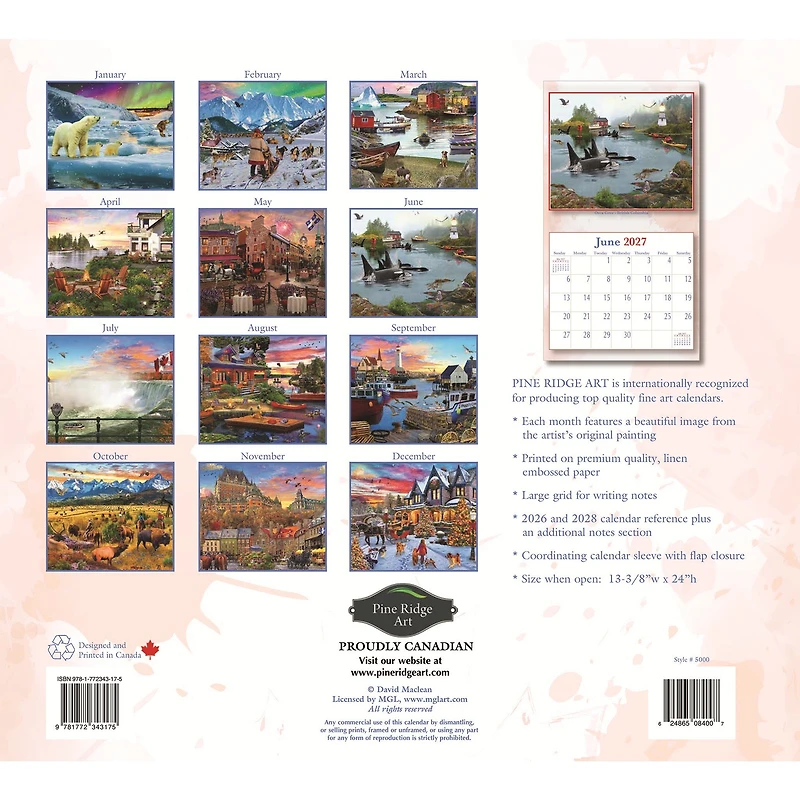 Canadian Vacation 2027 Wall Calendar