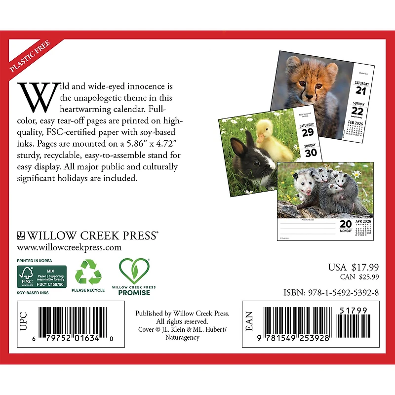 Baby Animals 2026 Box Calendar - Online Only