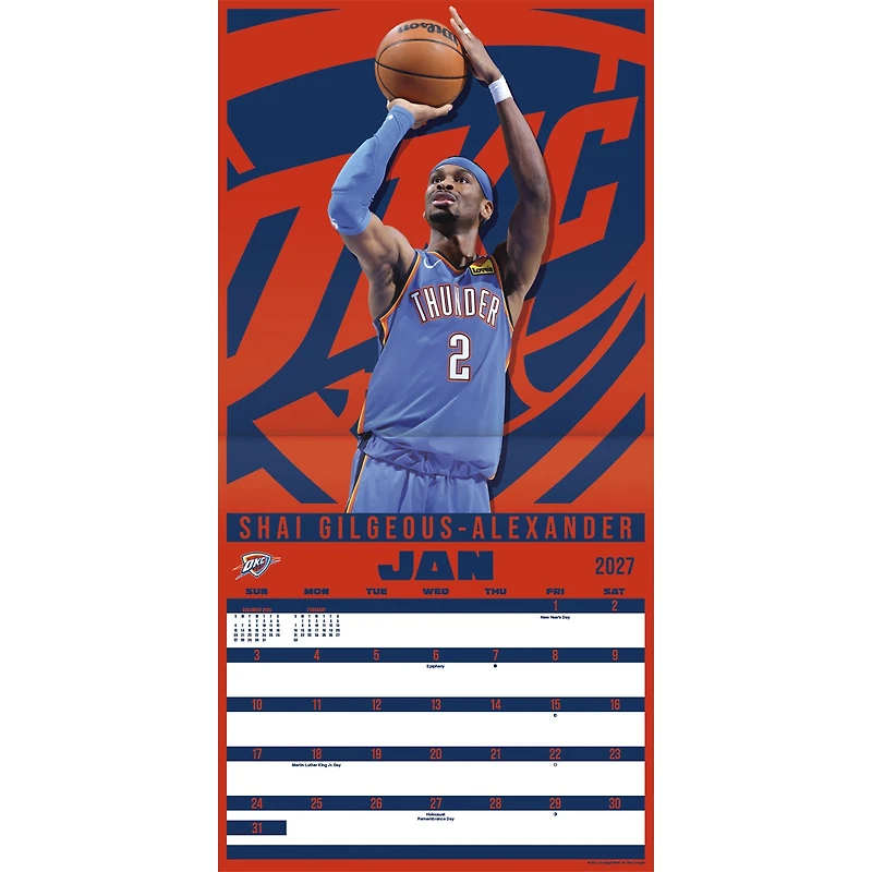 NBA Superstars 2027 Wall Calendar