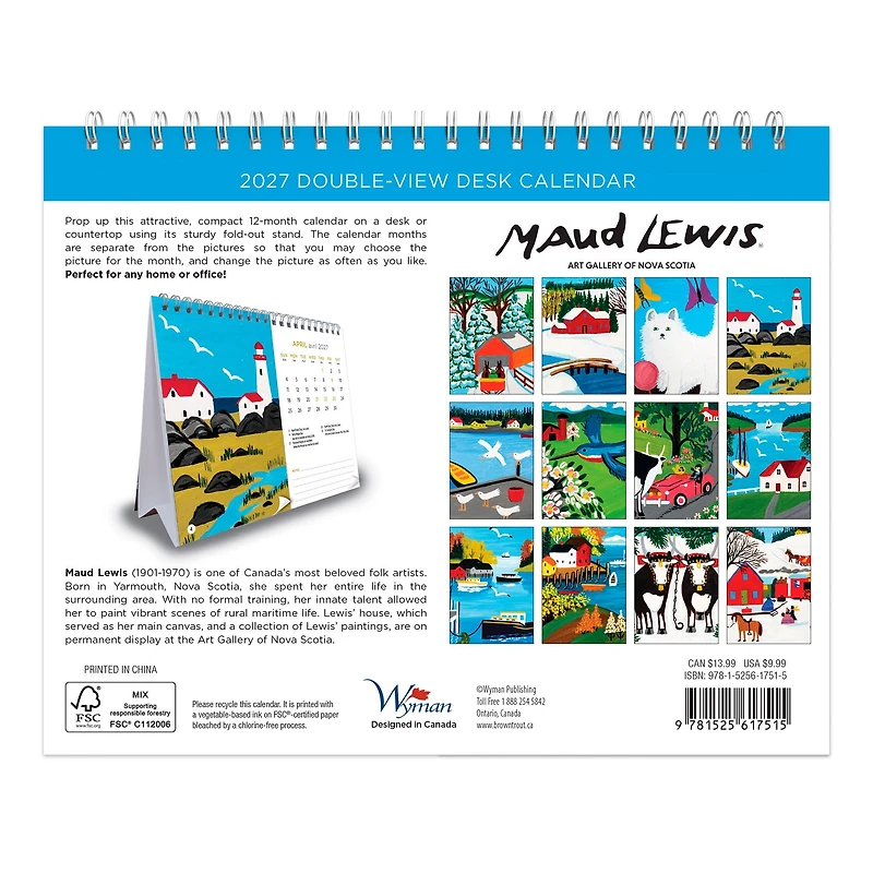 Maud Lewis Double-View 2027 Easel Calendar