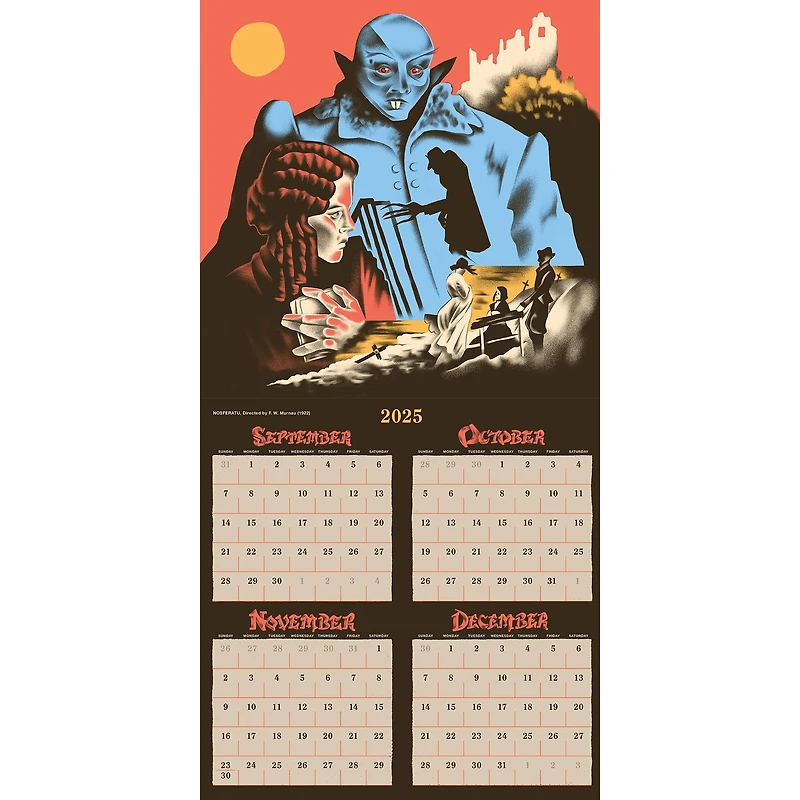 Classic Horror Movies 2026 Wall Calendar - Online Only