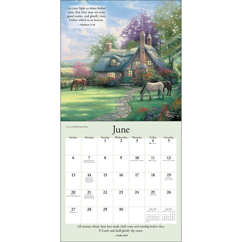Thomas Kinkade Gardens of Grace with Scripture 2027 Wall Calendar