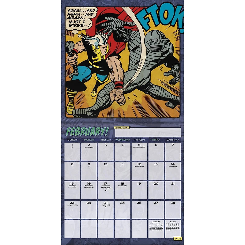 Marvel Comics 2026 Mini Calendar