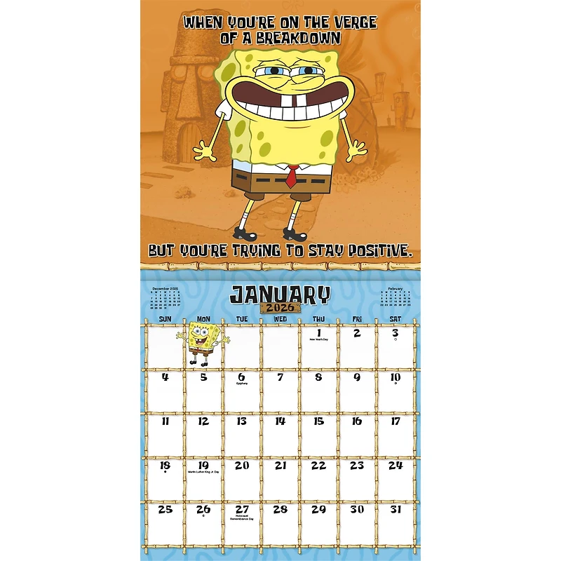 Spongebob Squarepants 2026 Wall Calendar