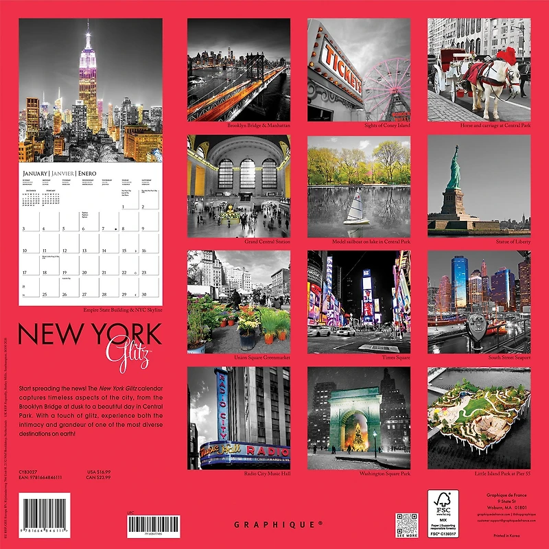 New York Glitz 2027 Wall Calendar