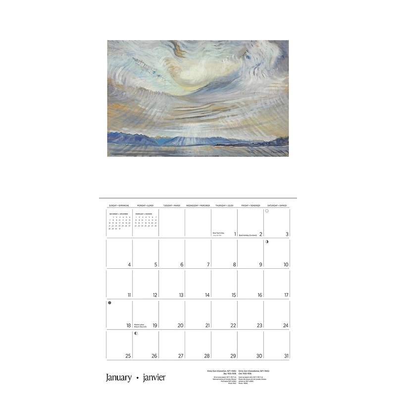 Emily Carr 2026 Wall Calendar