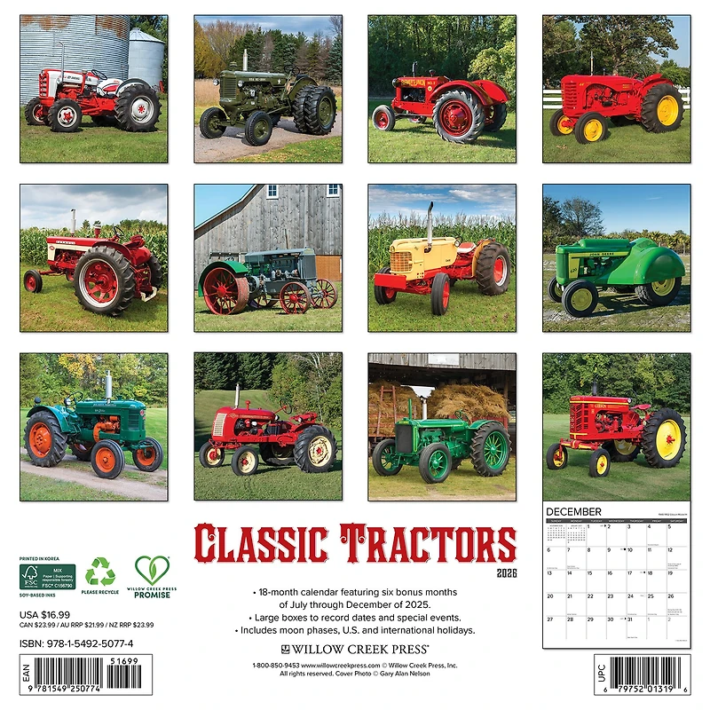 Tractors Classic 2026 Wall Calendar