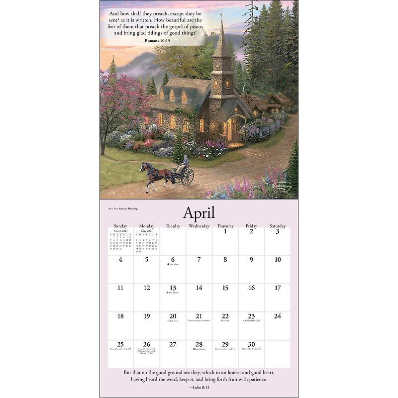 Thomas Kinkade Gardens of Grace with Scripture 2027 Wall Calendar
