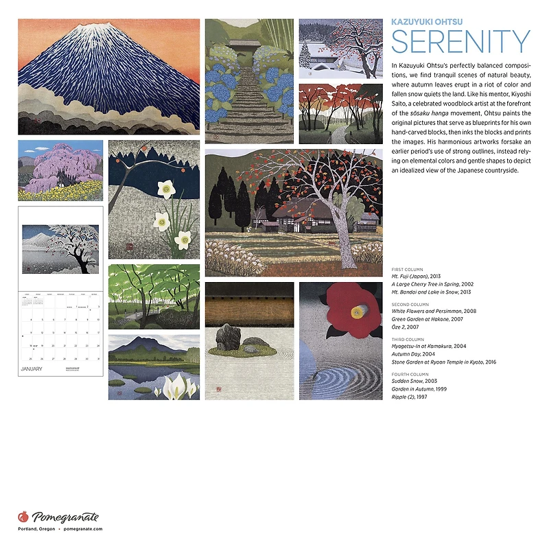 Serenity Kazuyuki Ohtsu 2026 Wall Calendar