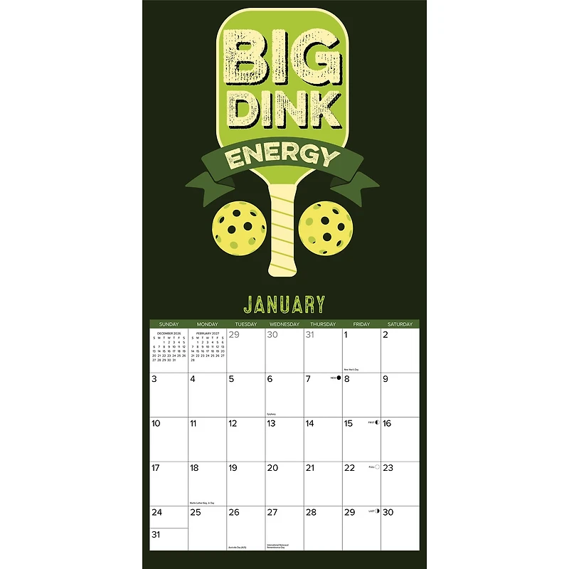 Pickleball 2027 Wall Calendar