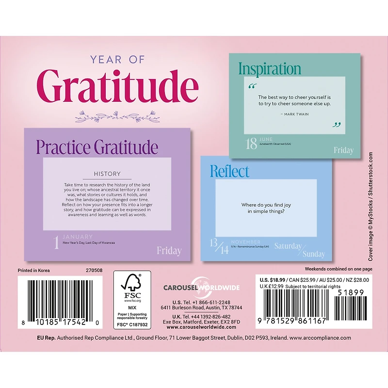 Year of Gratitude 2027 Box Calendar