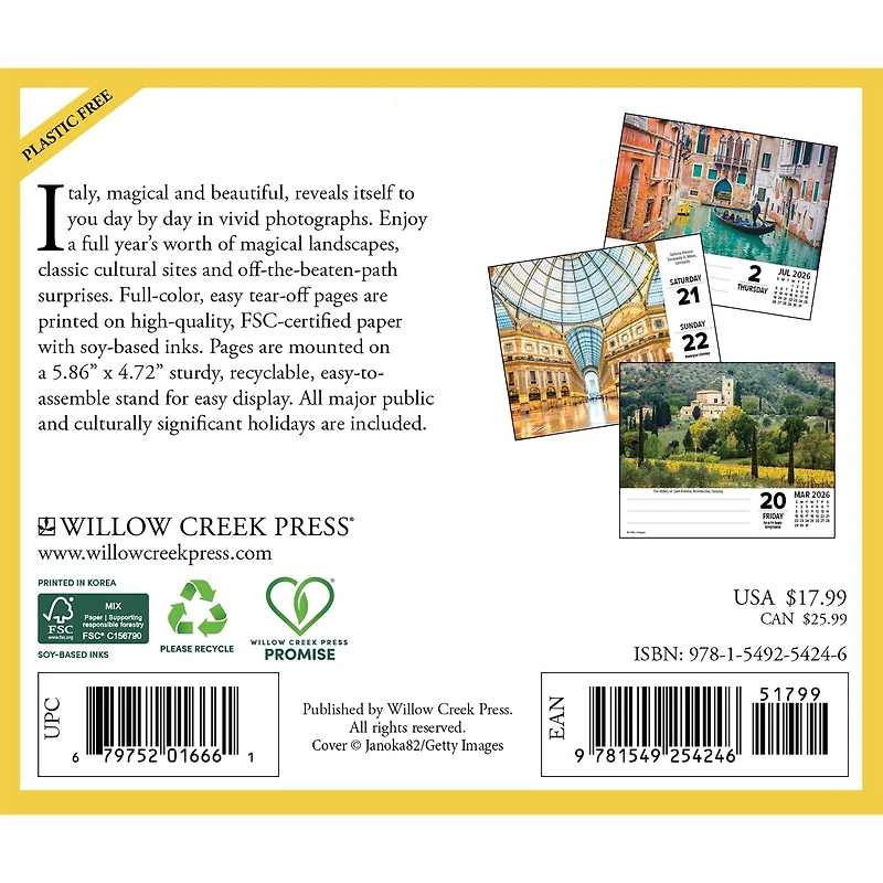 Italy Daily 2026 Box Calendar