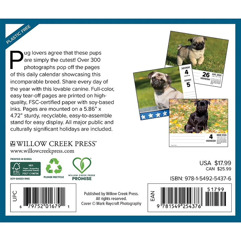 Just Pugs 2026 Box Calendar - Online Only