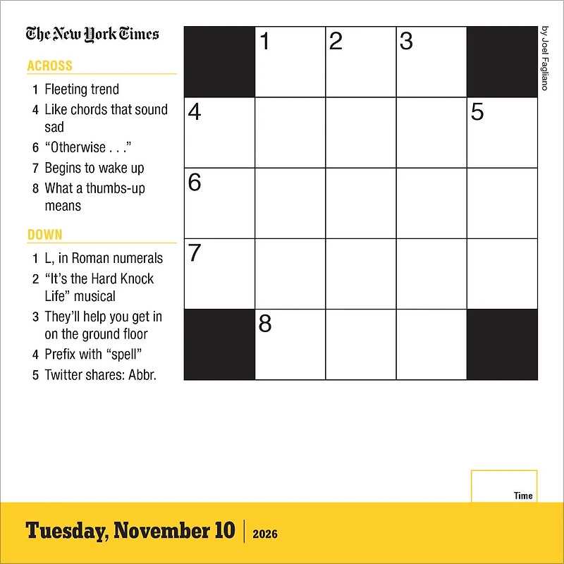 New York Times Mini Crossword 2026 Box Calendar