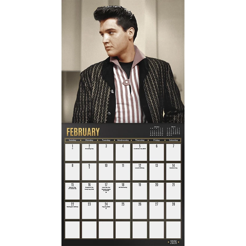 Elvis Presley Exclusive with Print 2026 Deluxe Wall Calendar