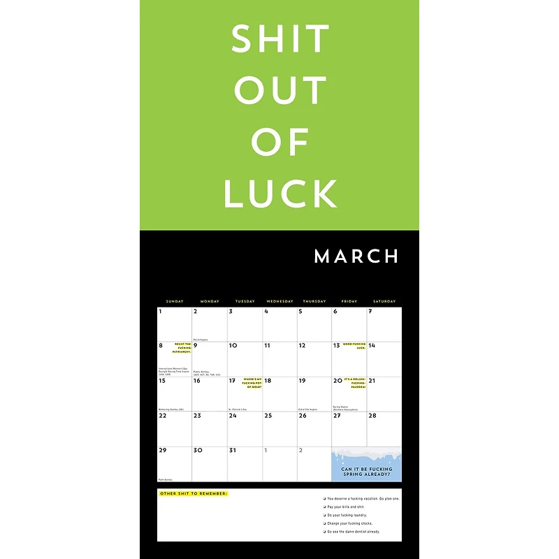 A Fucking Calendar 2026 Wall Calendar