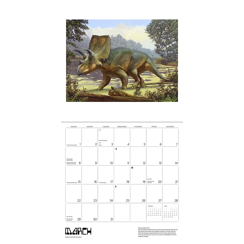 Dinosaurs 2026 Wall Calendar