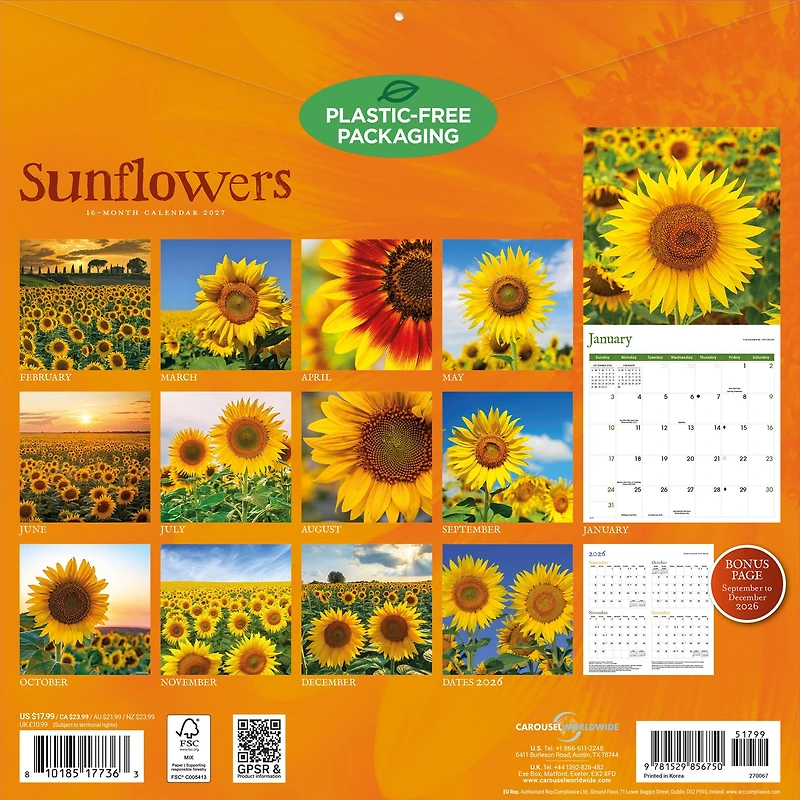 Sunflowers 2027 Wall Calendar