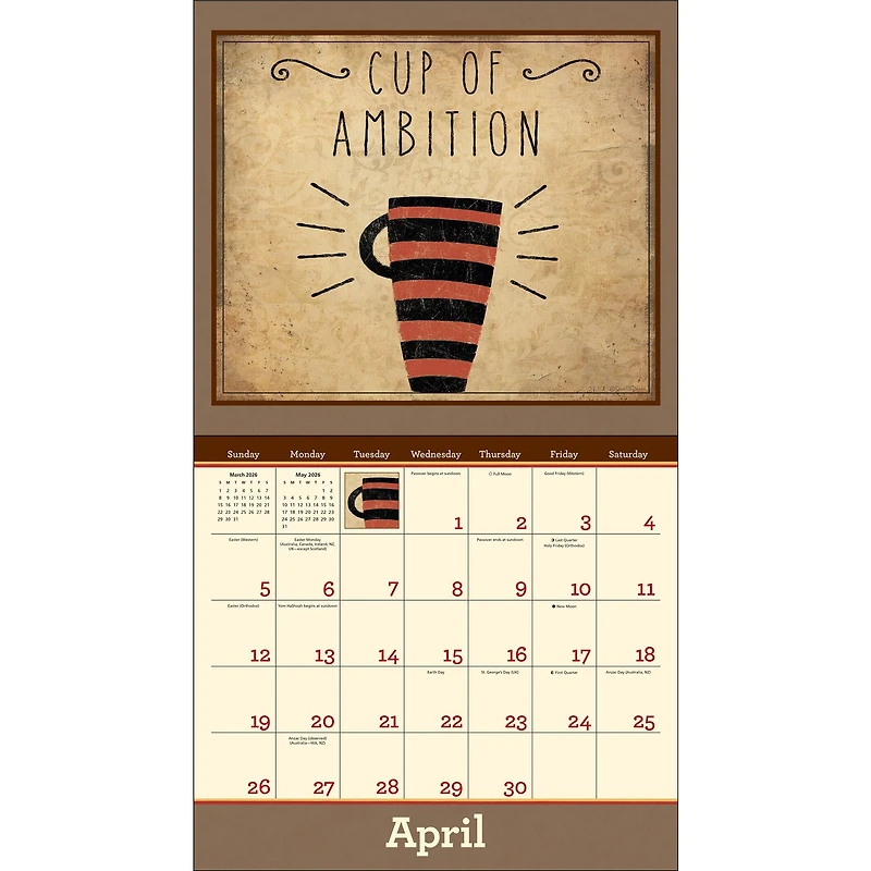 Coffee 2026 Deluxe Wall Calendar