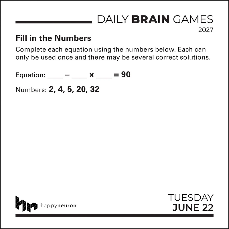 Daily Brain Games 2027 Box Calendar - Online Only
